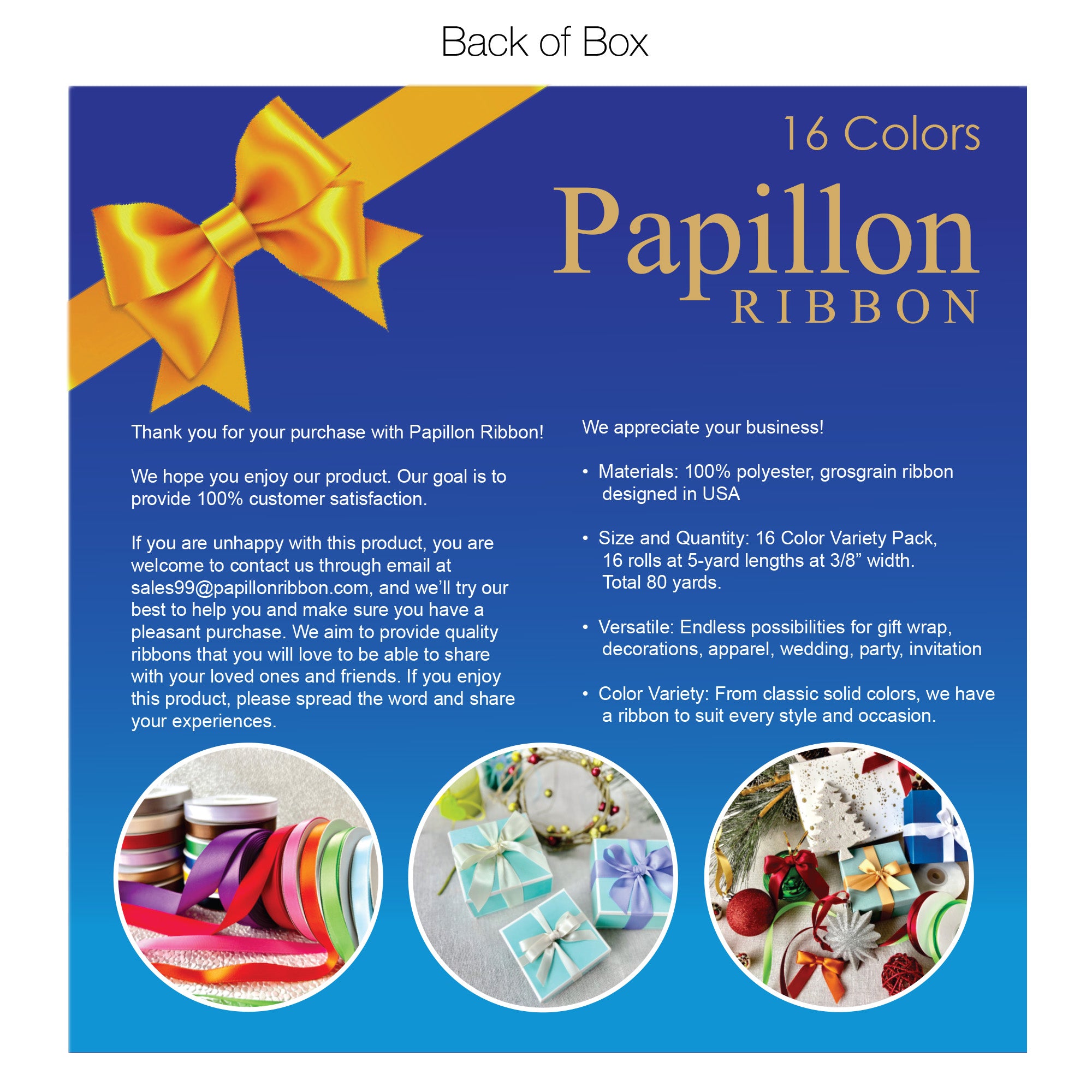 16-Color Grosgrain Ribbon Pack (3/8" × 5 yds)