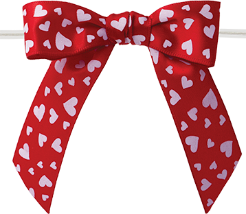 Hearts Print Bow with Clear Twist Tie