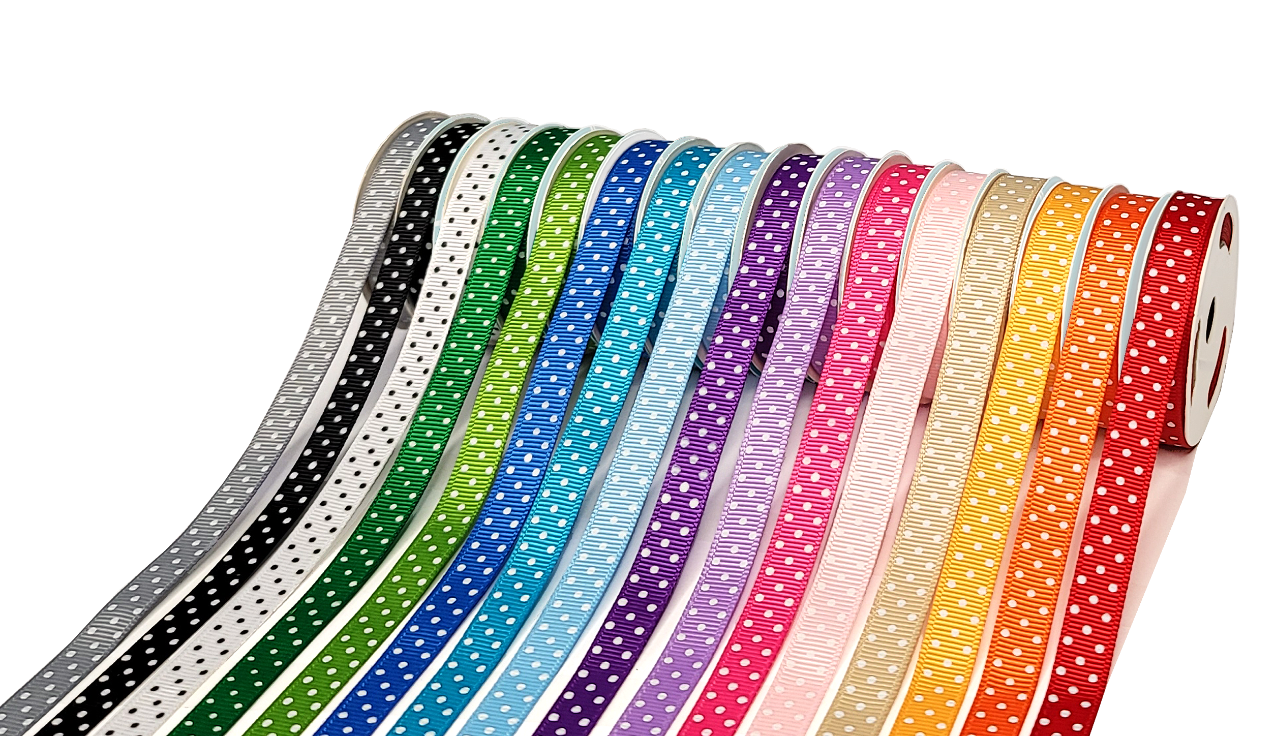16-Color Polka Dot Grosgrain Ribbon Pack (3/8" × 3 yds)