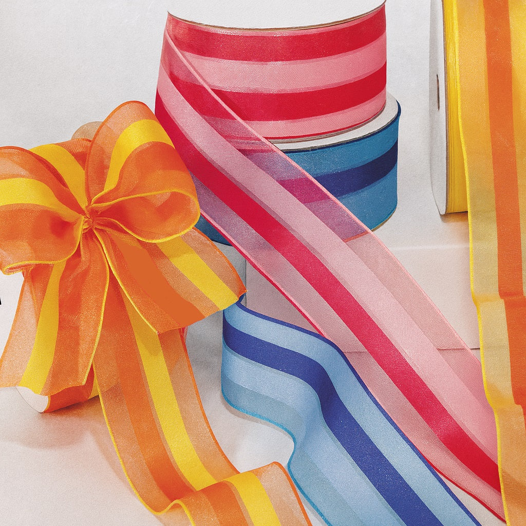 Beach Stripes - Organdy Chiffon/Satin (Wire-Edged)