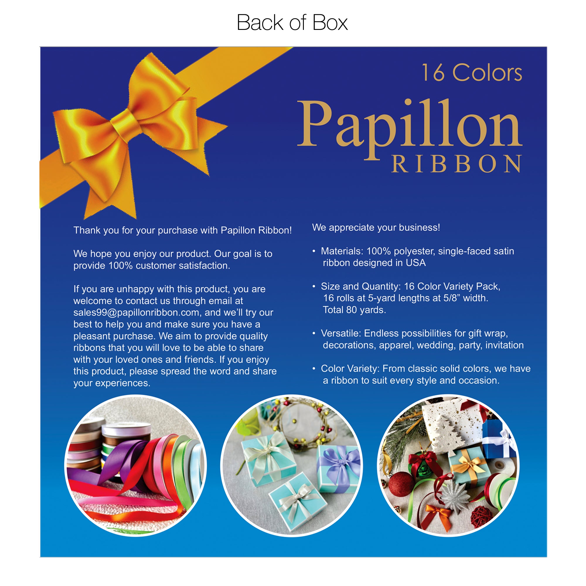 16-Color Single-Face Satin Ribbon Pack (5/8" × 5 yds)