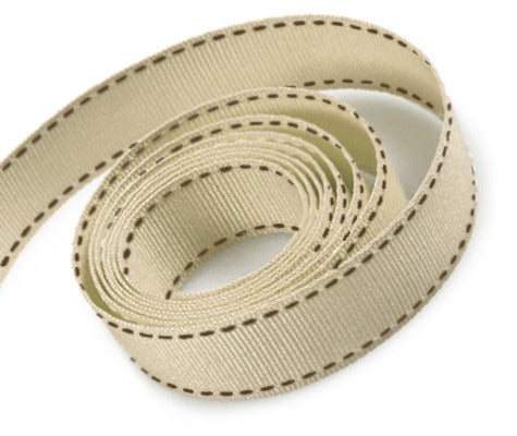 Packaging Express_0835 Tan with Brown Saddle Stitch Ribbon