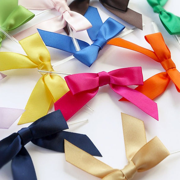 Satin Bows with Twist Ties