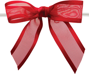 0250 Red Ballet Bow with Clear Twist Tie
