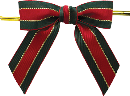 Christmas Stripe Twist Tie Bow