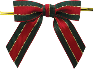 Christmas Stripe Twist Tie Bow