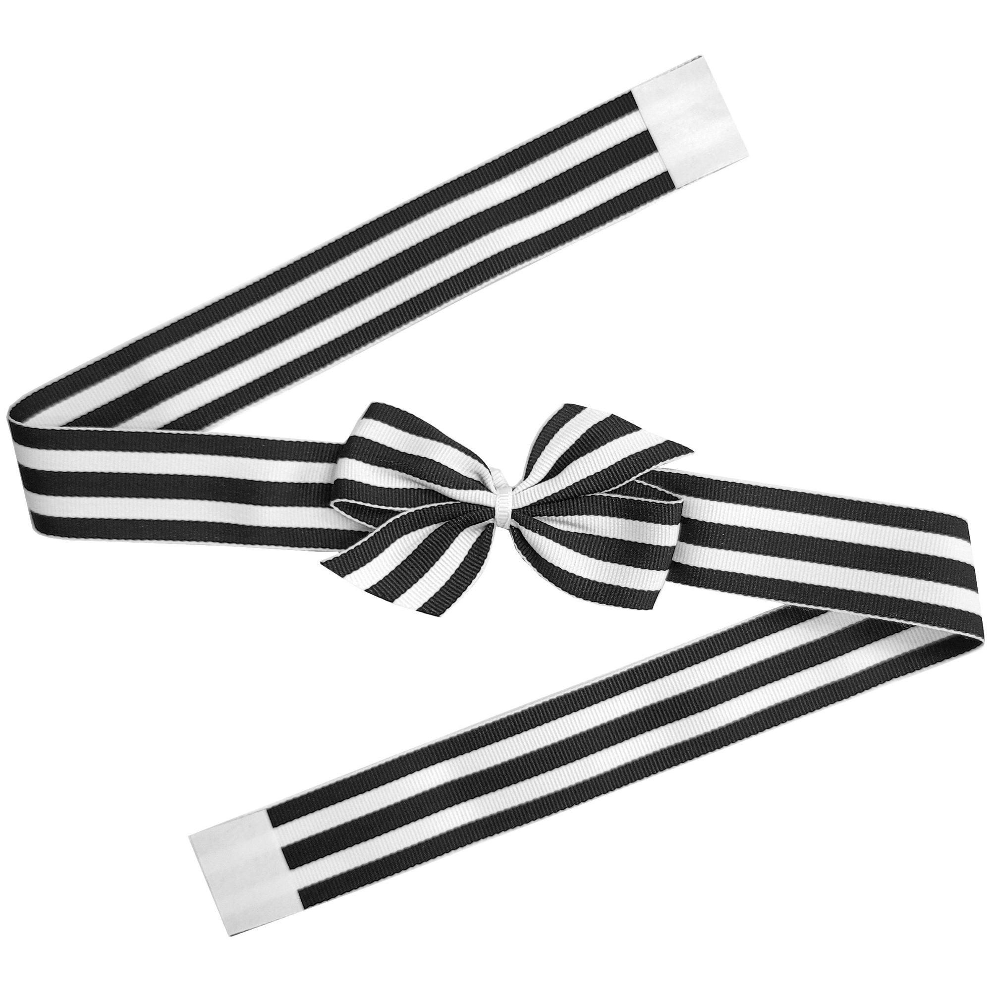 Mono Stripe Bow with Ribbon Wrap