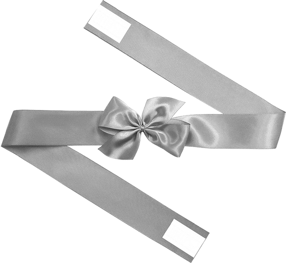 Silver Satin Pre-Tie Bow with Adhesive Wraps