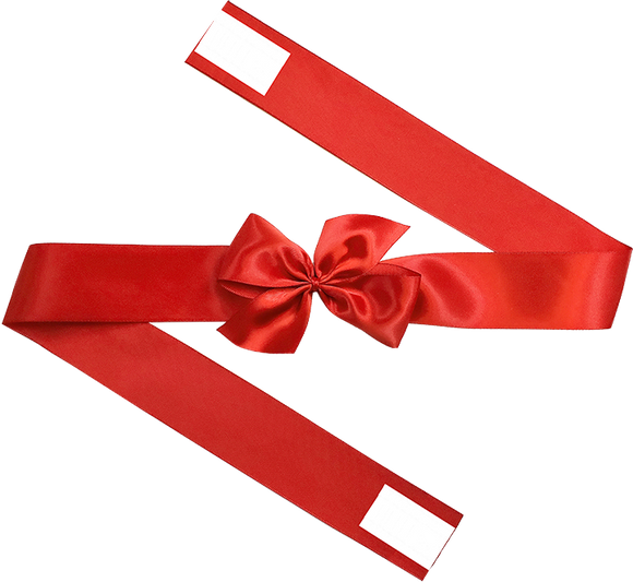 Red Satin Pre-Tie Bow with Adhesive Wraps