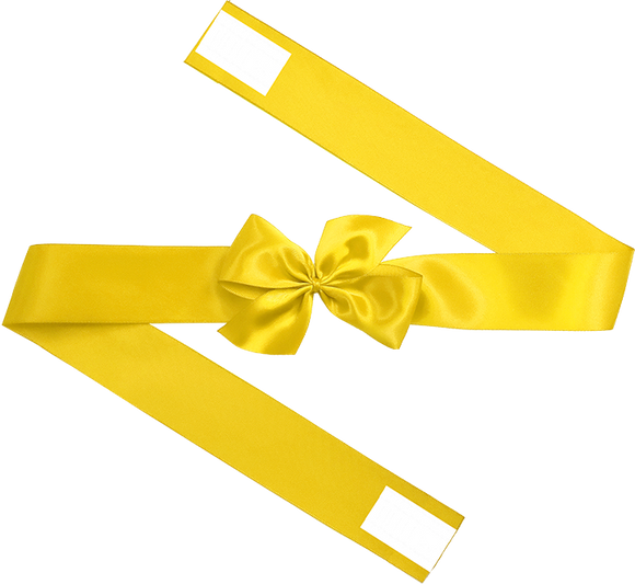 Yellow Satin Pre-Tie Bow with Adhesive Wraps