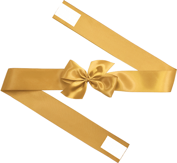 Old Gold Satin Pre-Tie Bow with Adhesive Wraps