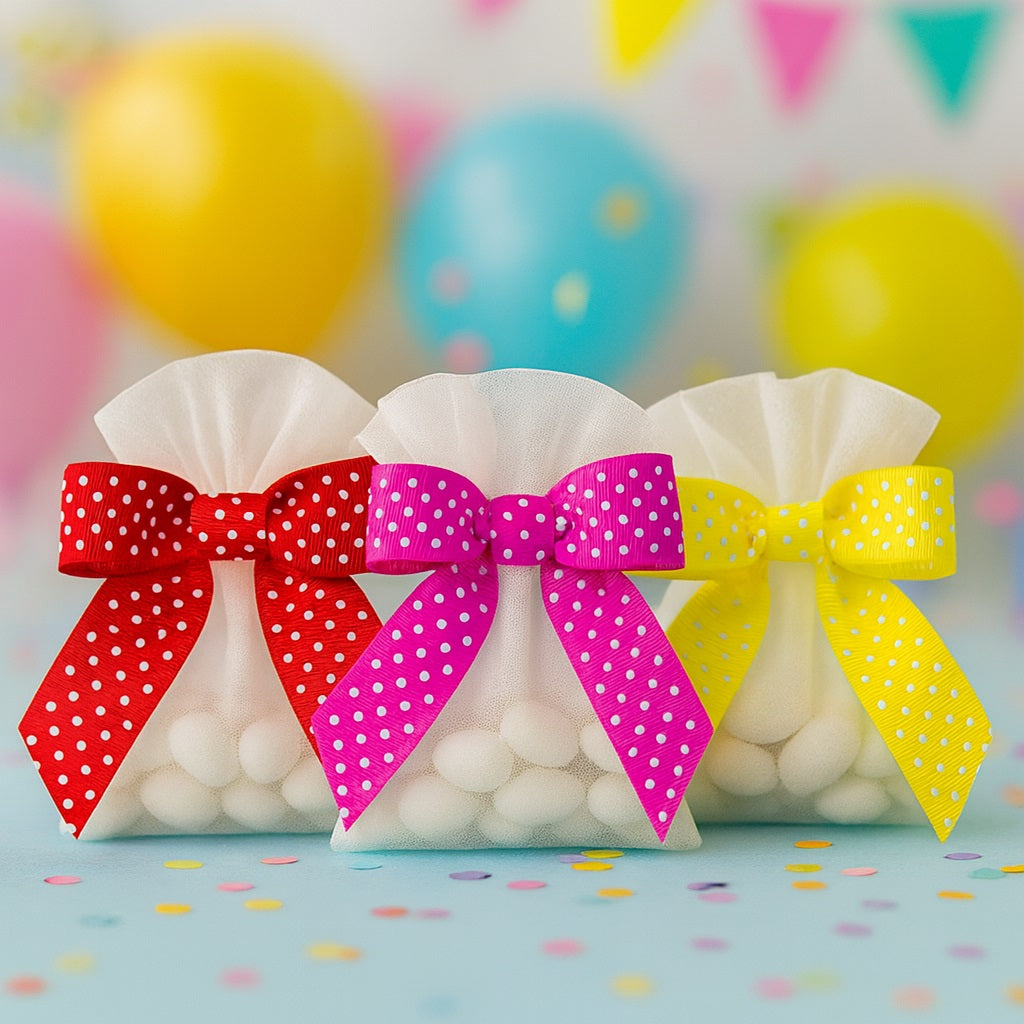 Polka Dot Bow with Clear Twist Tie