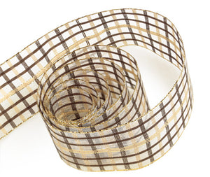 Packaging Express_Brown/Gold Novel Plaid (Wire Edged)