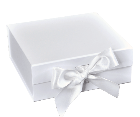 10 x 10 x 4-1/2 Matte White Magnetic Lid Gift Boxes with Ribbon