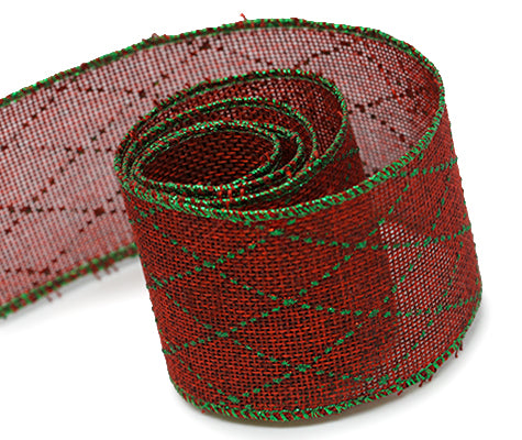 Packaging Express_0260 Red Burlap with Green Glitter